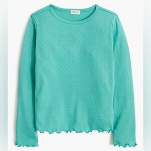 J. Crew Girls' long-sleeve pointelle tee - CD588 - NWT Size S 6-7